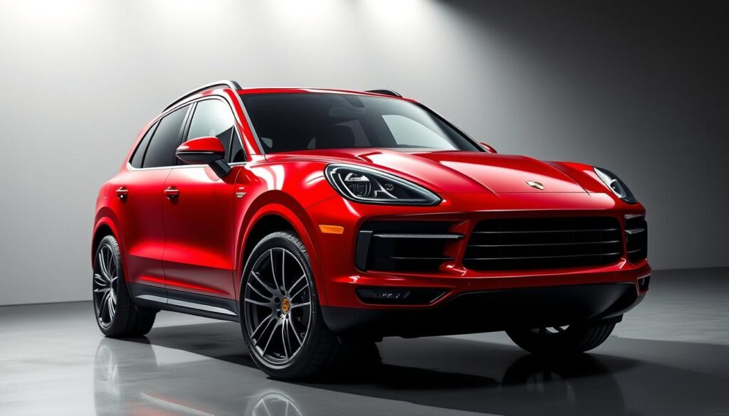 2025 Porsche Cayenne luxury SUV in metallic red showcasing its sporty profile and distinctive Porsche design elements 2025 Porsche Cayenne luxury SUV in metallic red showcasing its sporty profile and distinctive Porsche design elements
