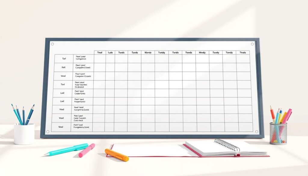 A detailed illustration of the charting method for comparative information, set against a clean, minimalist background. In the foreground, a large chart with neatly organized rows and columns, showcasing the structure of this note-taking technique. The middle ground features a desk surface with stationery items like pens, highlighters, and a notebook, alluding to the practical application of the method. The background is bathed in soft, natural lighting, conveying a sense of focus and productivity. The overall composition emphasizes the clarity, organization, and utility of the charting approach to note-taking.