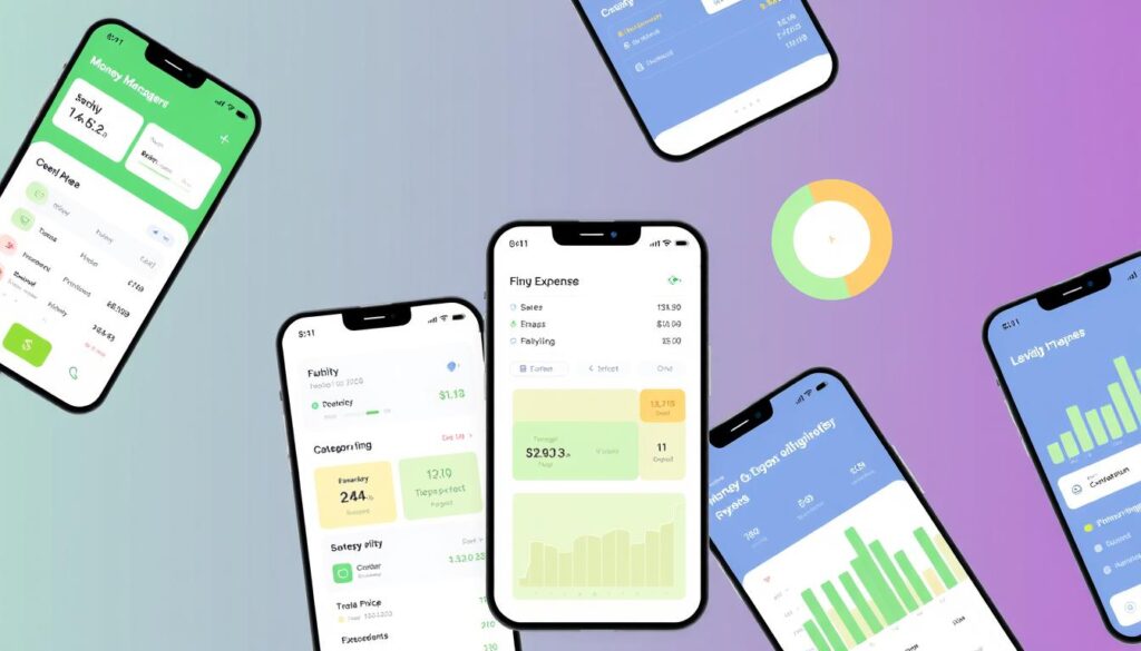 An image of the Money Manager & Expenses app interface showing various financial tracking features