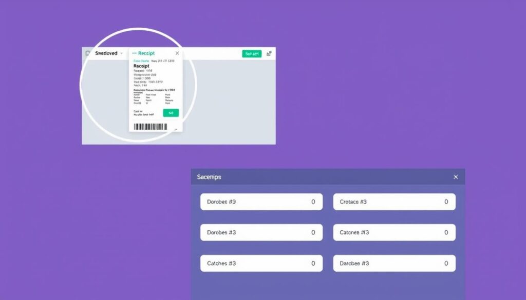 An image showing the Shoeboxed interface with a receipt being scanned and organized