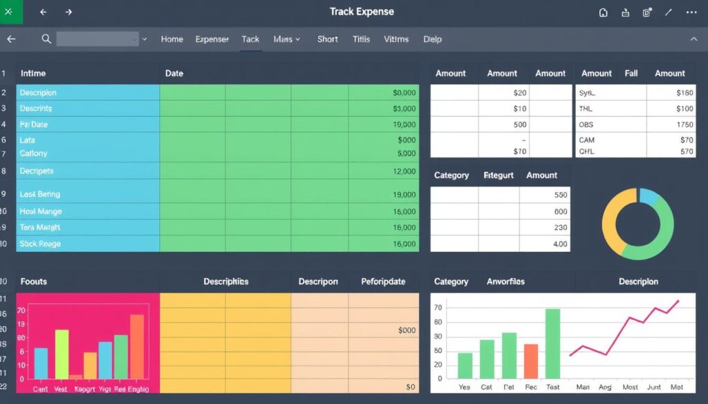 Create an image of a Microsoft Excel template for tracking expenses