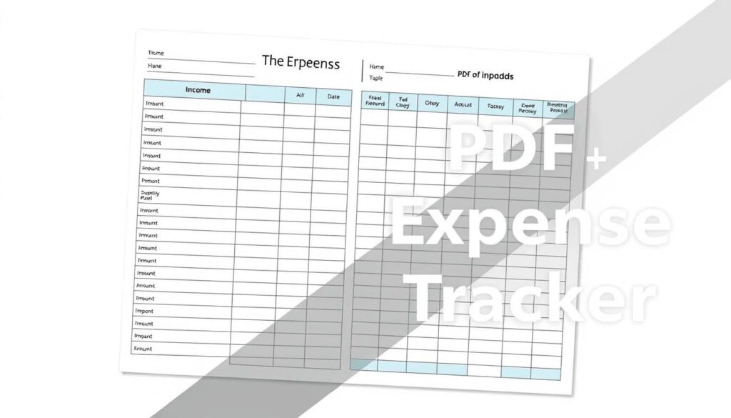 Create an image of a printable PDF expense tracker
