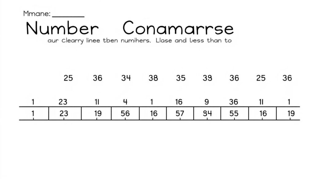 Generate an image of a number comparison activity using a number line.