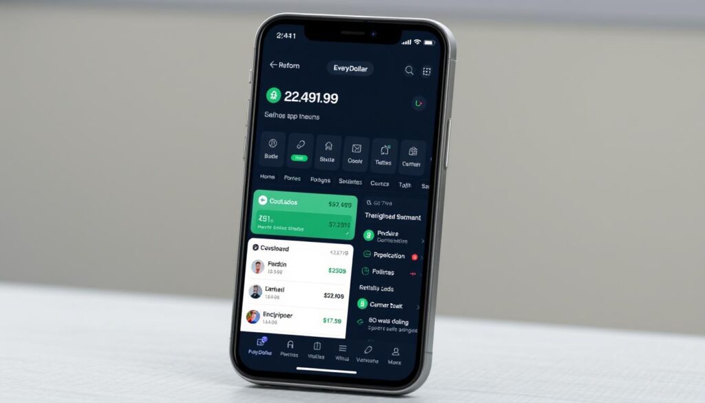 Generate an image of the EveryDollar app's dashboard on a mobile device.