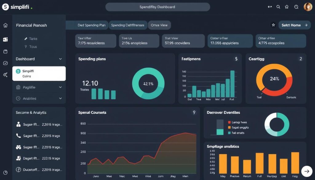 Generate an image of the Simplifi by Quicken app showing a user's financial dashboard and spending plan.
