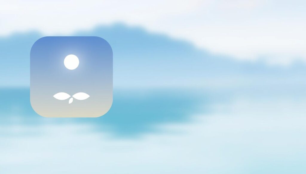 Guided meditation app icon with a serene background