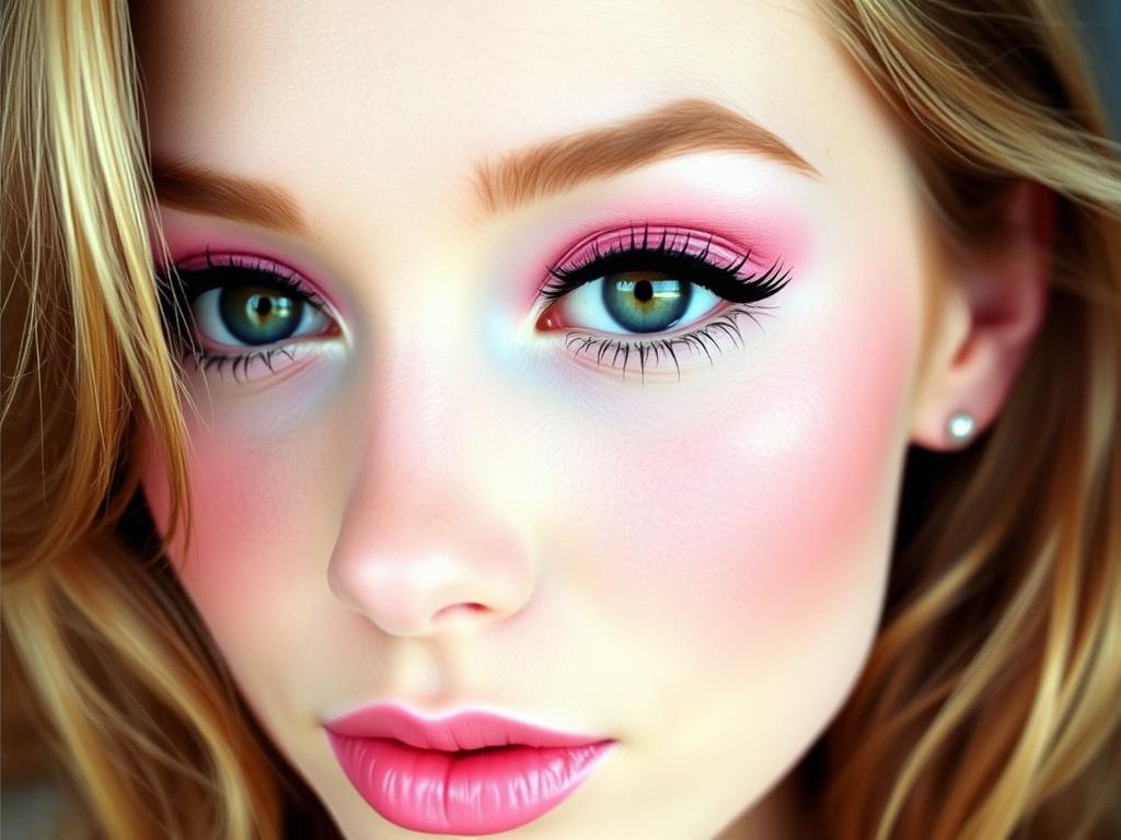Lindsay Lohan's Mean Girls era makeup with pink tones and glossy lips