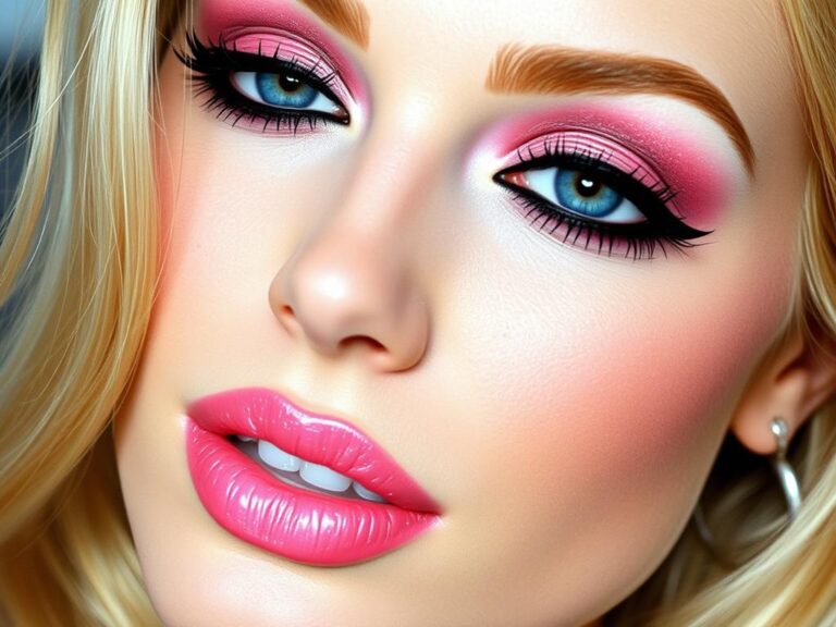 Paris Hilton's signature 2000s makeup look featuring frosted eyeshadow and glossy lips