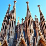 Sagrada Família basilica in Barcelona with its distinctive towers and intricate facades