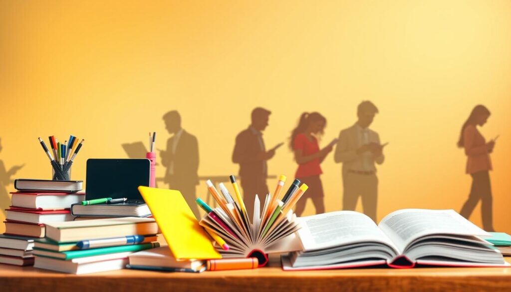 A vibrant, dynamic comparison of effective learning methods, rendered in a clean, minimalist style. In the foreground, a cluster of diverse learning tools - books, laptops, notepads, and highlighters - symbolizing traditional and digital approaches. The middle ground features stylized silhouettes of students engaged in various learning poses, from reading intently to collaborating animatedly. The background is a softly blurred, warm-toned gradient, evoking a sense of focus and inspiration. Crisp, directional lighting illuminates the scene, casting subtle shadows and highlights to create depth and dimensionality. The overall mood is one of productivity, growth, and the empowerment of self-directed learning. A vibrant, dynamic comparison of effective learning methods, rendered in a clean, minimalist style. In the foreground, a cluster of diverse learning tools - books, laptops, notepads, and highlighters - symbolizing traditional and digital approaches. The middle ground features stylized silhouettes of students engaged in various learning poses, from reading intently to collaborating animatedly. The background is a softly blurred, warm-toned gradient, evoking a sense of focus and inspiration. Crisp, directional lighting illuminates the scene, casting subtle shadows and highlights to create depth and dimensionality. The overall mood is one of productivity, growth, and the empowerment of self-directed learning.