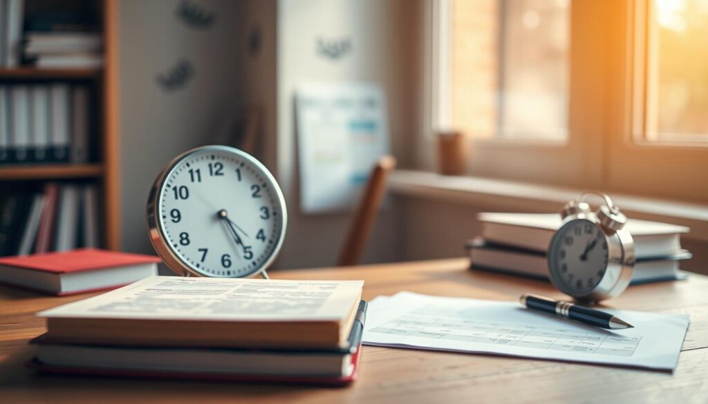 academic time management definition, concept of organized and efficient use of time for educational and professional purposes, textbooks and schedules on a wooden desk, warm natural lighting from window, soft focus on foreground objects, blurred background with subtle academic motifs, sense of focus and productivity, minimalist and clean composition academic time management definition, concept of organized and efficient use of time for educational and professional purposes, textbooks and schedules on a wooden desk, warm natural lighting from window, soft focus on foreground objects, blurred background with subtle academic motifs, sense of focus and productivity, minimalist and clean composition