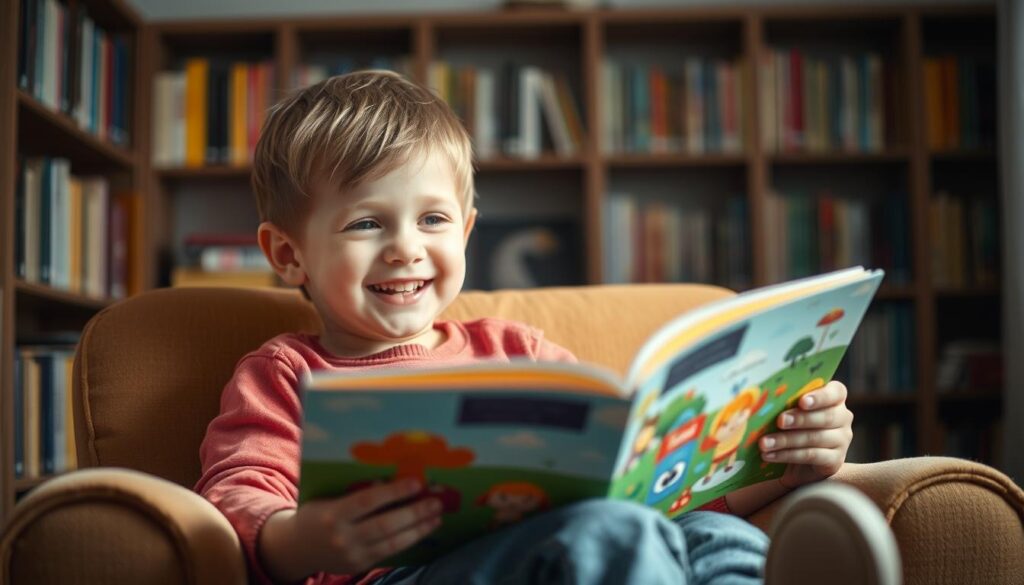 A cheerful young reader sits on a cozy armchair, engrossed in a colorful picture book. Soft, diffused lighting illuminates the scene, creating a warm and inviting atmosphere. In the background, bookshelves line the walls, hinting at the vast world of reading opportunities. The child's expression radiates curiosity and excitement, reflecting the joy of embarking on a new literary adventure. The composition emphasizes the sense of discovery and exploration, capturing the essence of a beginner's reading journey. A cheerful young reader sits on a cozy armchair, engrossed in a colorful picture book. Soft, diffused lighting illuminates the scene, creating a warm and inviting atmosphere. In the background, bookshelves line the walls, hinting at the vast world of reading opportunities. The child's expression radiates curiosity and excitement, reflecting the joy of embarking on a new literary adventure. The composition emphasizes the sense of discovery and exploration, capturing the essence of a beginner's reading journey.
