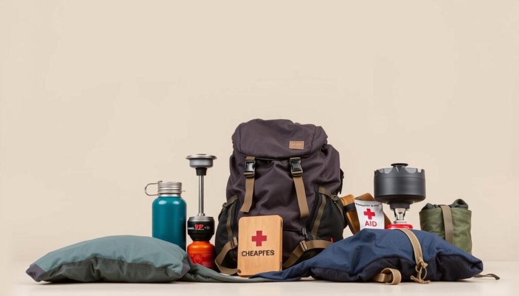 A minimalist arrangement of backpacking essentials against a plain background. In the foreground, a sturdy backpack, sleeping bag, and water bottle, conveying the practical necessities for budget travel. In the middle ground, a simple camping stove, compass, and first-aid kit, highlighting the core tools for self-reliant exploration. The background is a muted, neutral tone, allowing the essentials to take center stage. Diffuse, natural lighting illuminates the scene, creating a sense of simplicity and functionality. The overall mood is one of efficiency and resourcefulness, reflecting the mindset of the budget-conscious backpacker. A minimalist arrangement of backpacking essentials against a plain background. In the foreground, a sturdy backpack, sleeping bag, and water bottle, conveying the practical necessities for budget travel. In the middle ground, a simple camping stove, compass, and first-aid kit, highlighting the core tools for self-reliant exploration. The background is a muted, neutral tone, allowing the essentials to take center stage. Diffuse, natural lighting illuminates the scene, creating a sense of simplicity and functionality. The overall mood is one of efficiency and resourcefulness, reflecting the mindset of the budget-conscious backpacker.