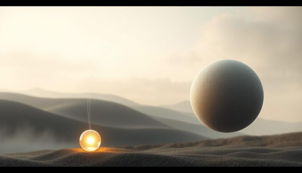 A tranquil, softly lit scene depicting the workings of short-term and long-term memory. In the foreground, a glowing orb represents the fleeting nature of short-term memory, with gossamer threads connecting it to a more substantial, textured sphere symbolizing long-term storage. The middle ground features a serene, abstract landscape with muted hues, suggesting the subconscious processes underlying memory formation. The background is a dreamlike, atmospheric expanse, hinting at the depth and complexity of the human mind. The overall composition conveys a sense of balance and harmony between the ephemeral and the enduring aspects of memory.