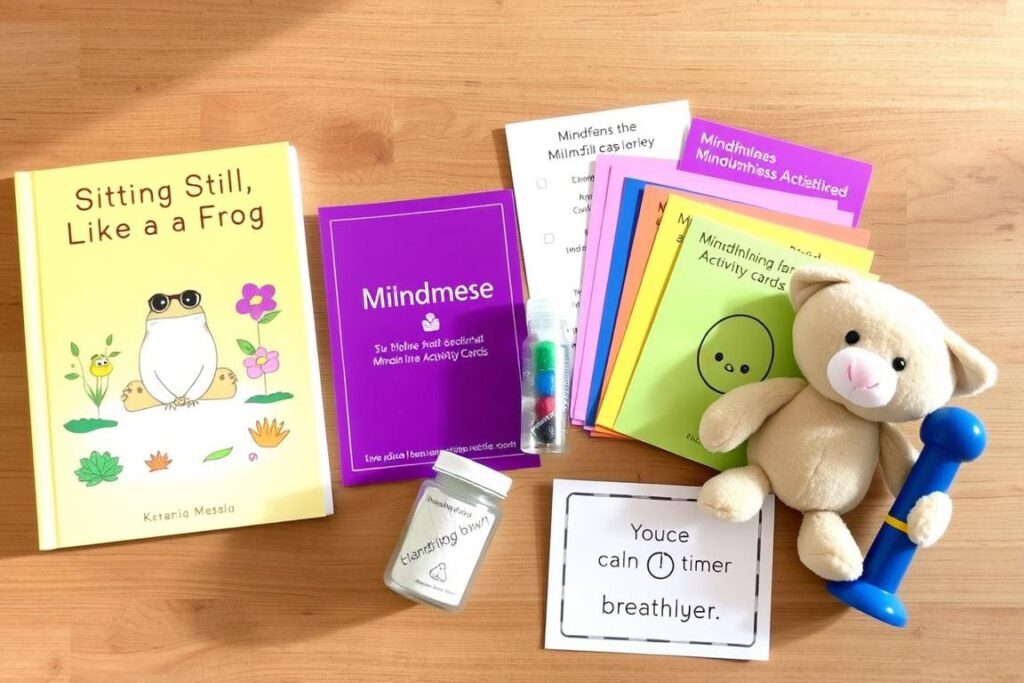 Collection of mindfulness resources for children including books and cards Collection of mindfulness resources for children including books and cards