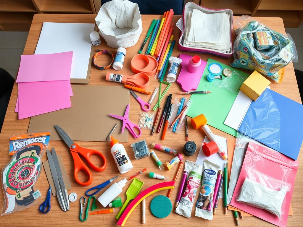 Collection of space activities for kids materials laid out on a table Collection of space activities for kids materials laid out on a table