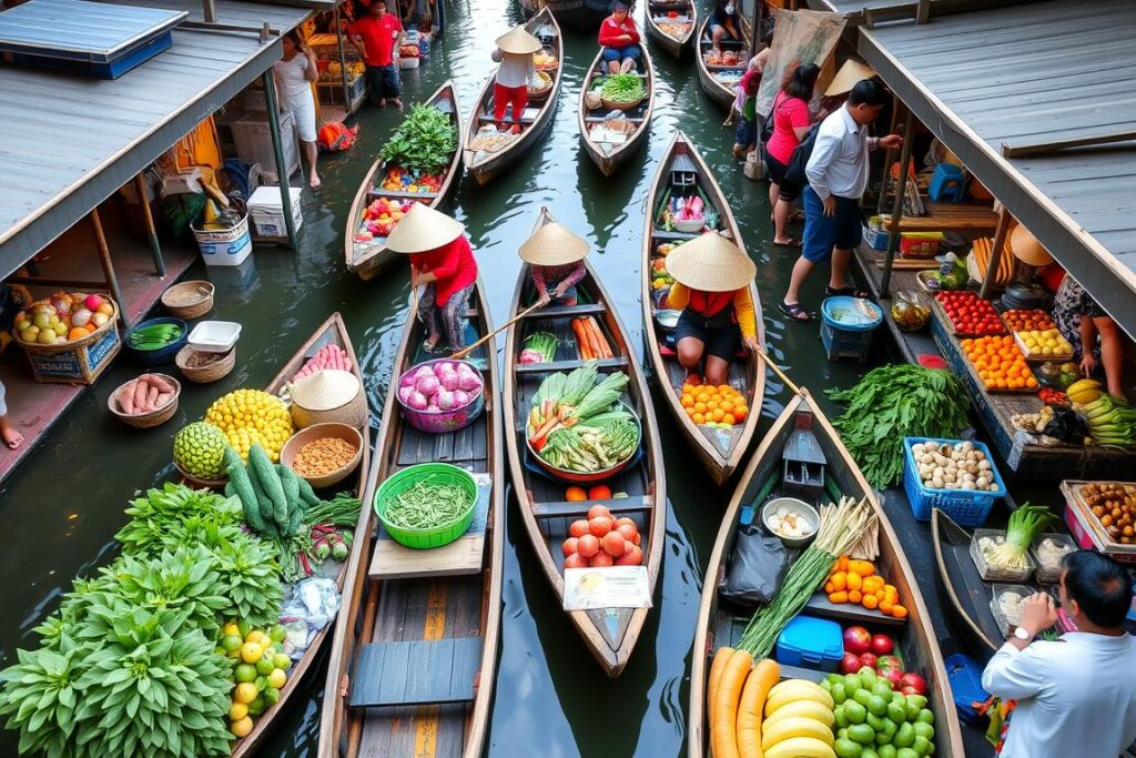 Colorful boats at Damnoen Saduak Floating Market near Bangkok Colorful boats at Damnoen Saduak Floating Market near Bangkok