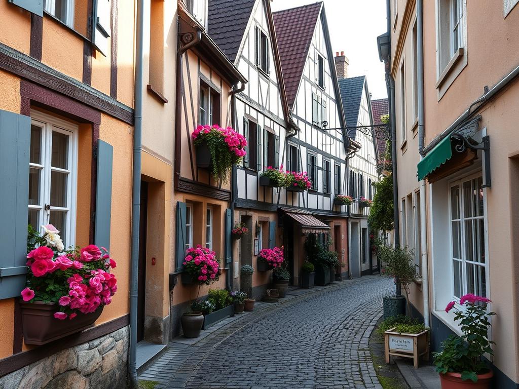 Colorful half-timbered houses with flower boxes in Gerberoy, one of the hidden villages in Europe Colorful half-timbered houses with flower boxes in Gerberoy, one of the hidden villages in Europe