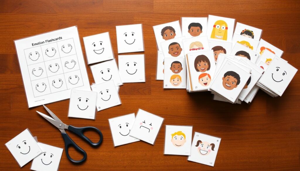 Comparison of printable and physical feelings and emotions flashcards Comparison of printable and physical feelings and emotions flashcards