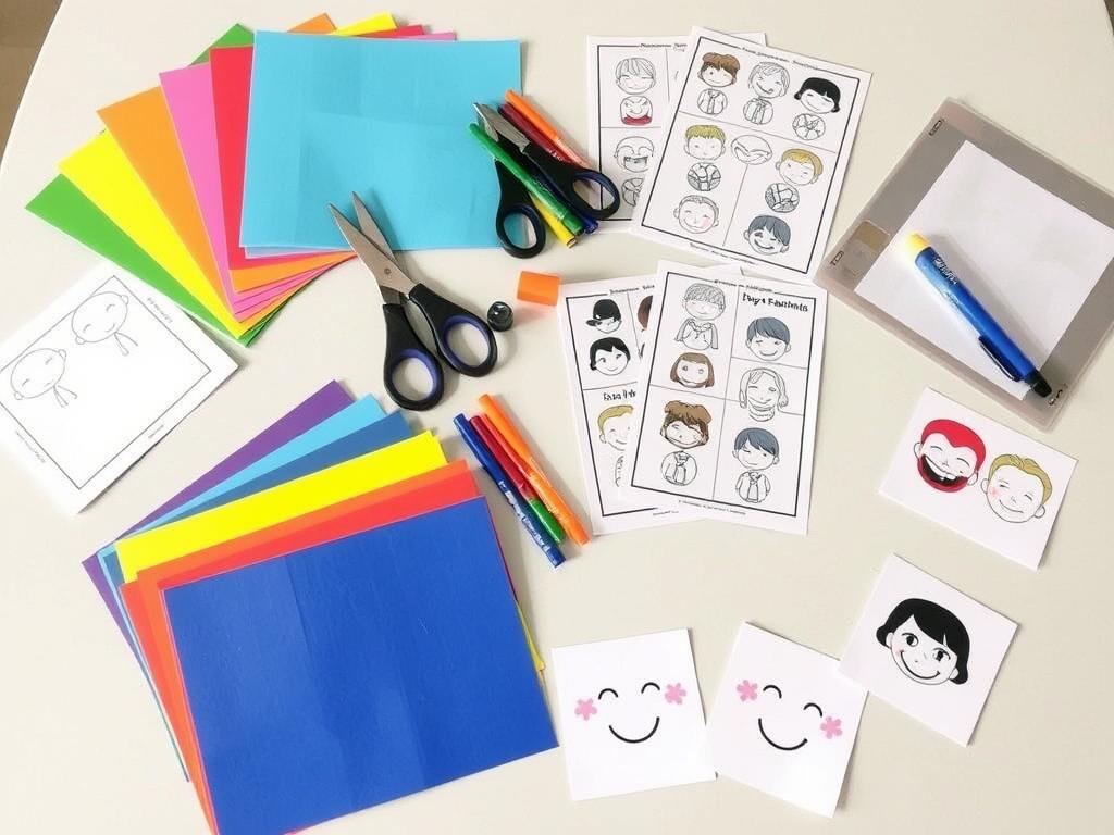 Materials for making DIY feelings and emotions flashcards Materials for making DIY feelings and emotions flashcards