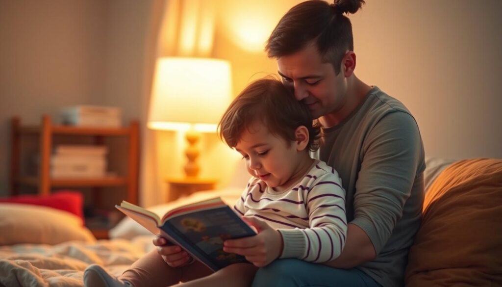 Parent and child sharing a peaceful moment after successfully navigating emotions Parent and child sharing a peaceful moment after successfully navigating emotions