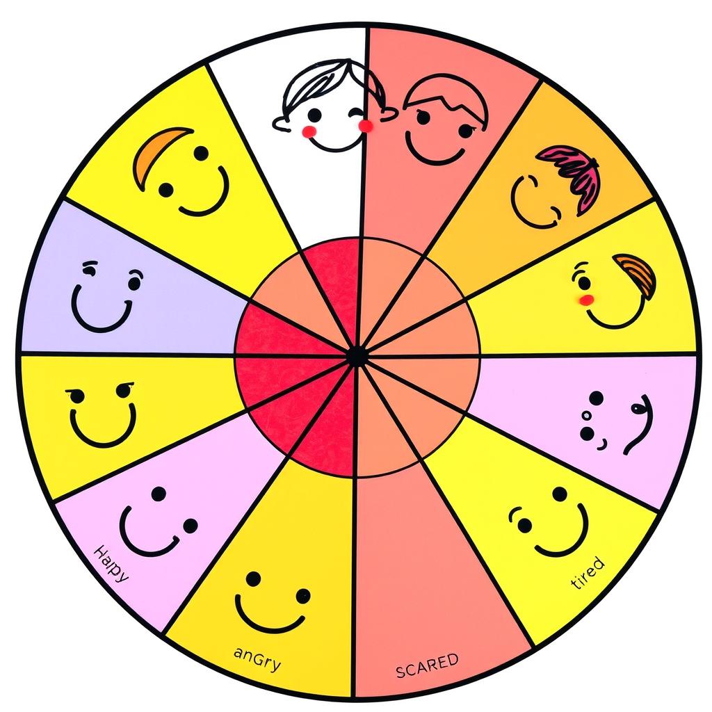 Simple emotion wheel for toddlers showing basic feelings to help deal with tantrums Simple emotion wheel for toddlers showing basic feelings to help deal with tantrums