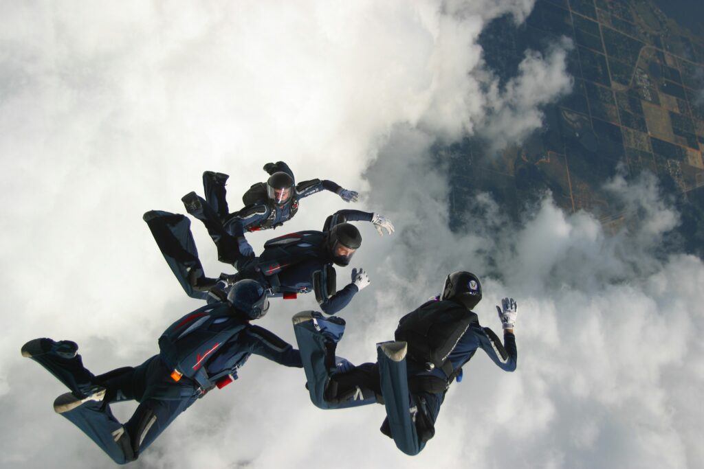 Skydivers enjoy the thrilling freefall experience.