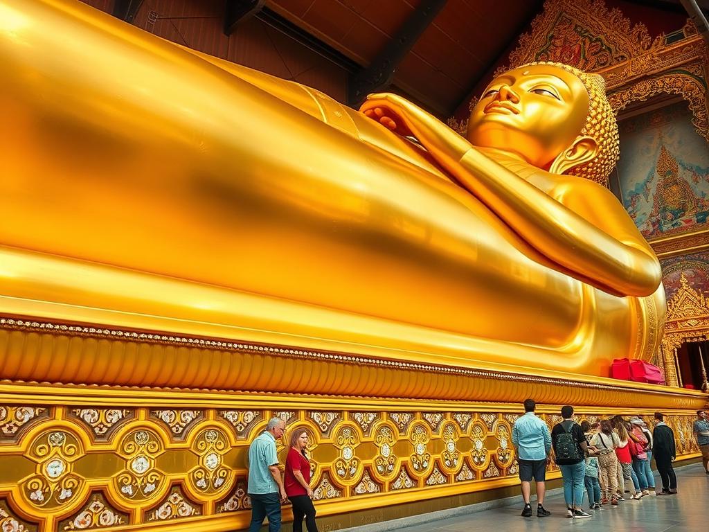 The massive Reclining Buddha at Wat Pho in Bangkok The massive Reclining Buddha at Wat Pho in Bangkok