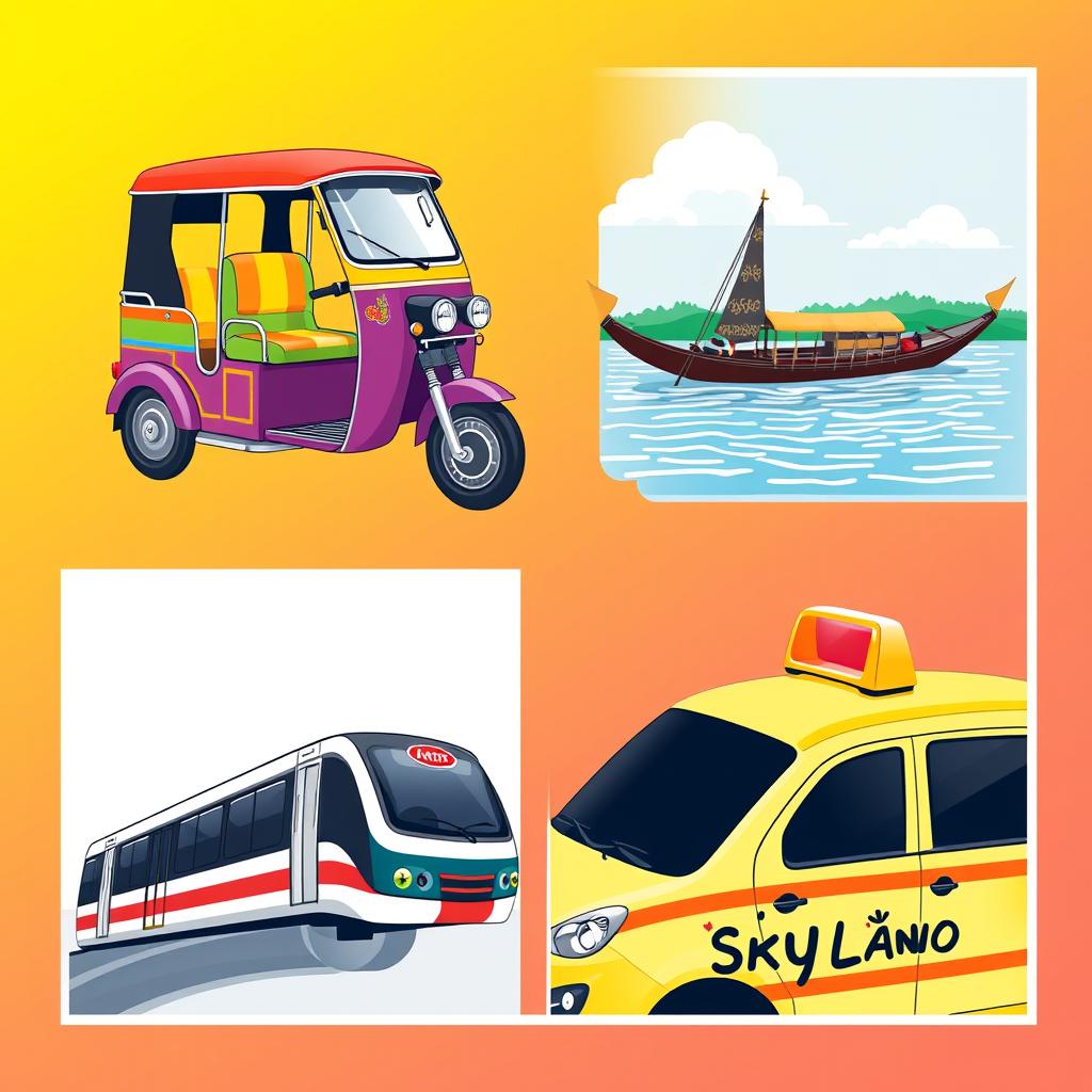 Transportation options in Thailand including tuk-tuks and longtail boats Transportation options in Thailand including tuk-tuks and longtail boats