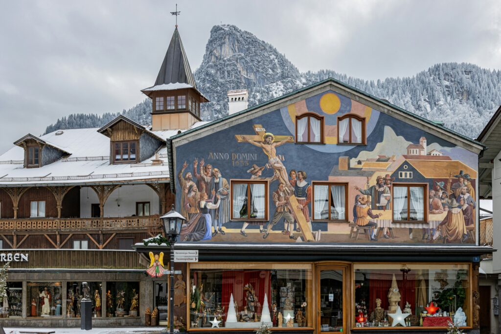 a building with a mural on the side of it a building with a mural on the side of it