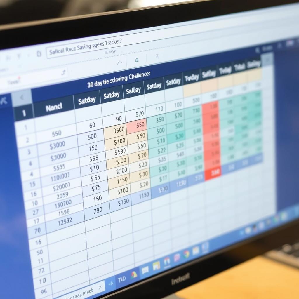 Digital spreadsheet for tracking savings challenge
