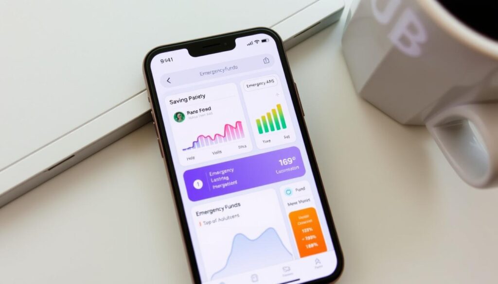 Emergency fund savings apps on smartphone