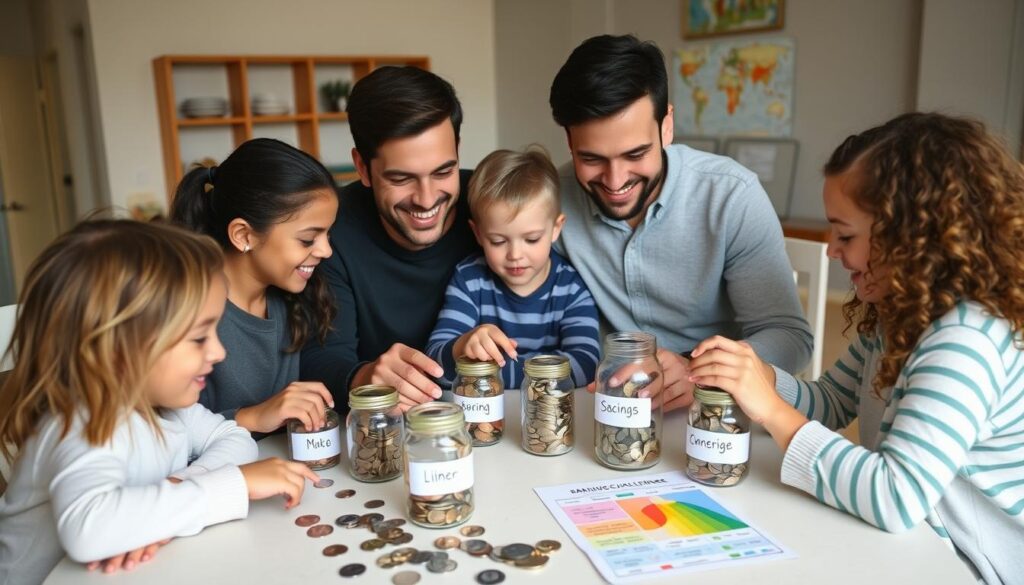 Family working together on their savings challenge