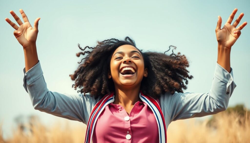 Person celebrating freedom from student loan debt