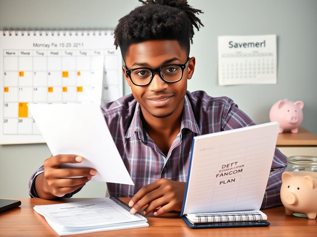 Person confidently organizing student loan documents showing how to get out of student loan debt