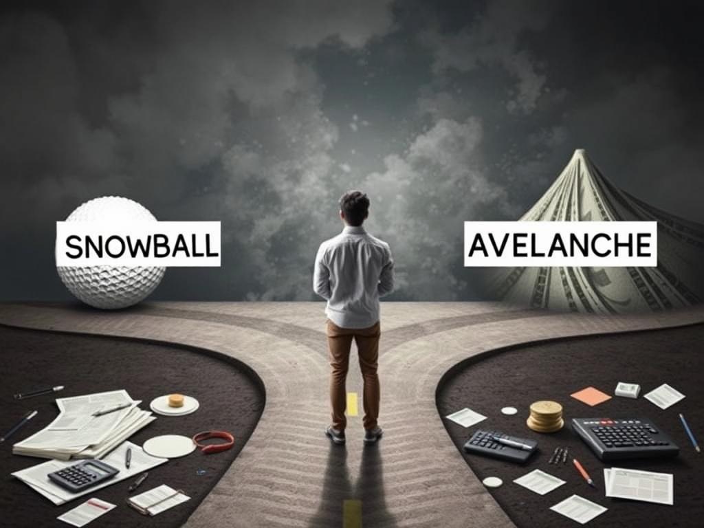 Person deciding between Snowball and Avalanche debt repayment strategies Person deciding between Snowball and Avalanche debt repayment strategies