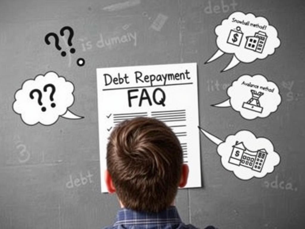Person reviewing debt repayment strategy questions and answers Person reviewing debt repayment strategy questions and answers