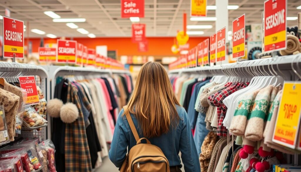 Person shopping end-of-season clearance sales Person shopping end-of-season clearance sales