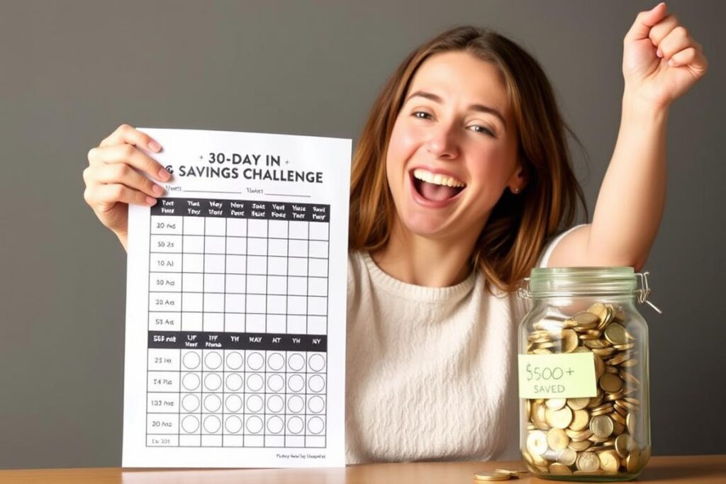 Person successfully completing 30-day savings challenge Person successfully completing 30-day savings challenge