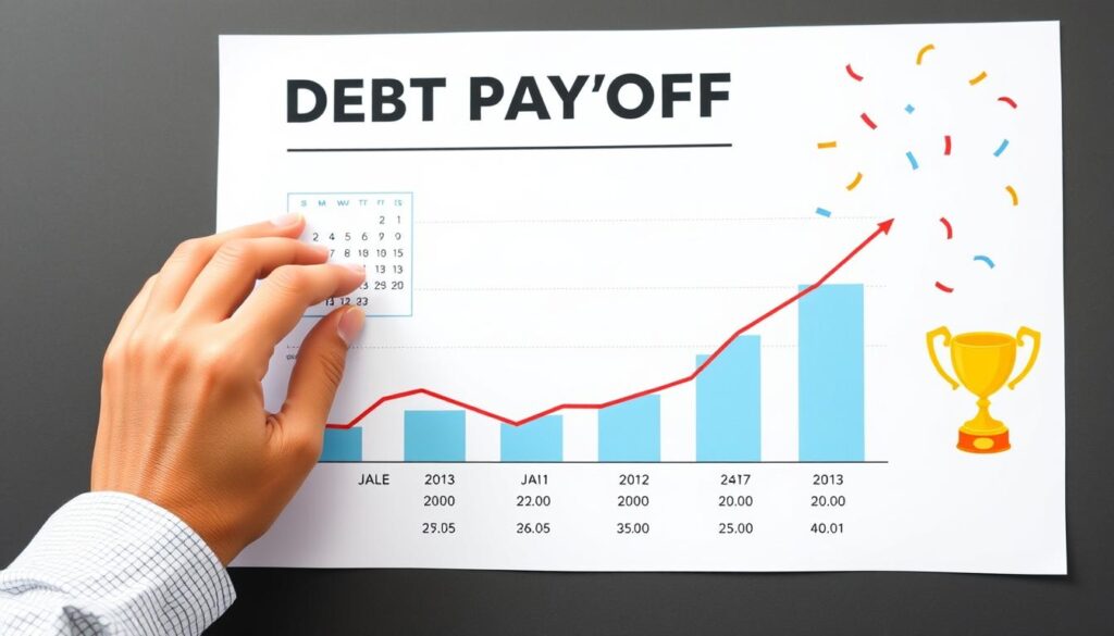 Person tracking progress on credit card debt repayment plan Person tracking progress on credit card debt repayment plan