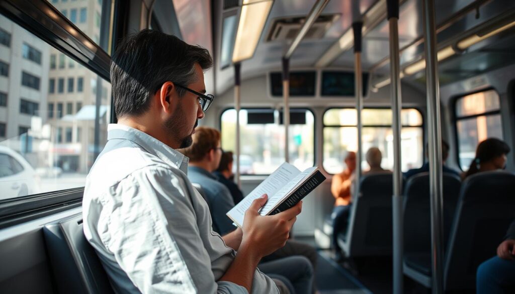 Person using public transportation instead of driving Person using public transportation instead of driving