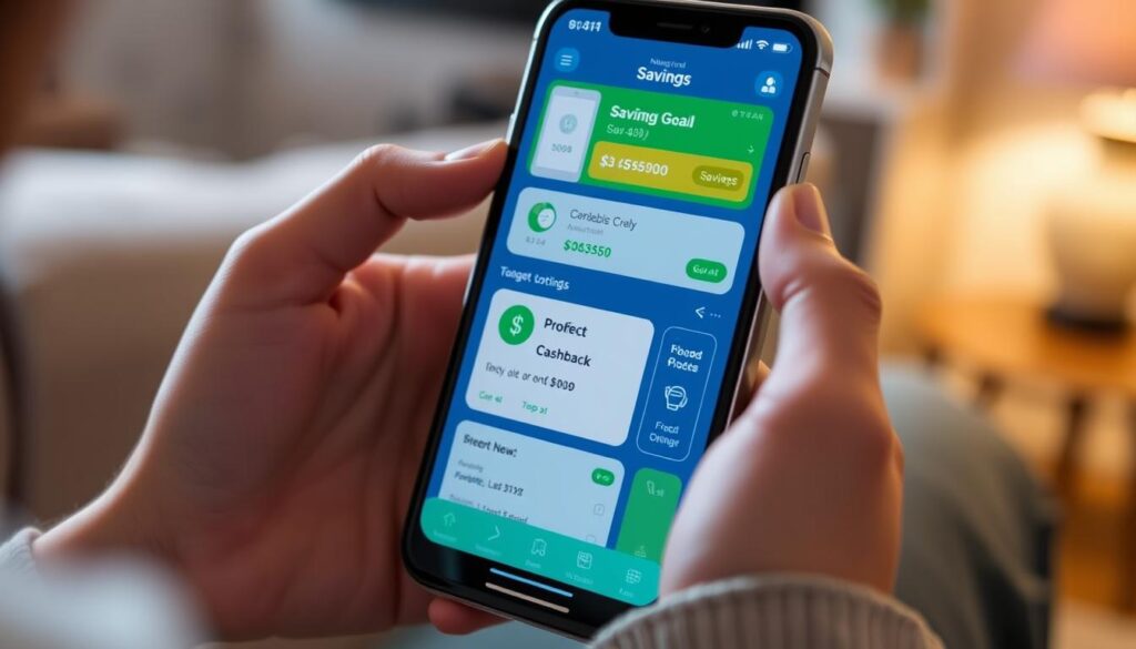 Person using savings apps on smartphone to save money fast Person using savings apps on smartphone to save money fast