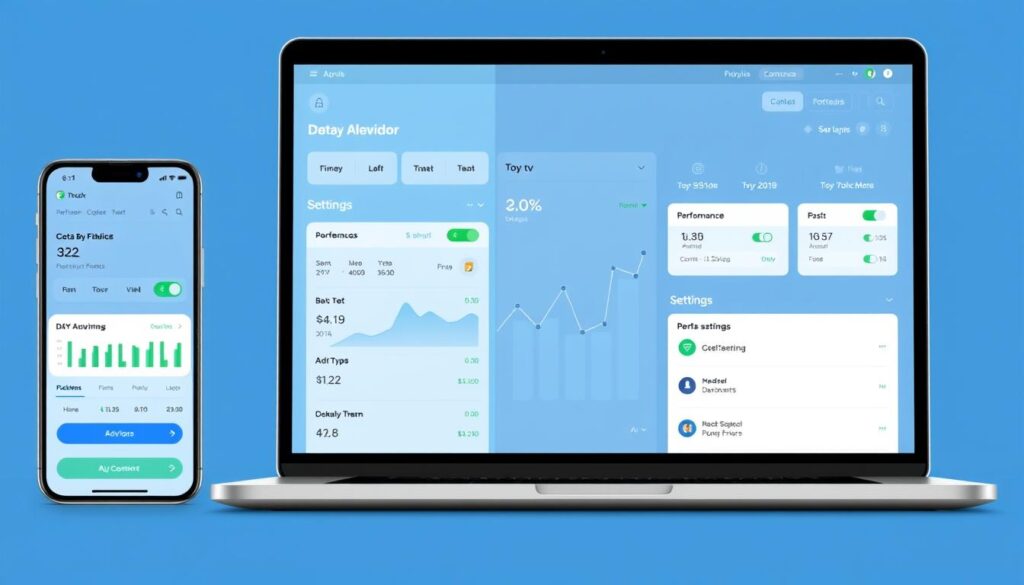 Robo-advisor interface on smartphone and laptop Robo-advisor interface on smartphone and laptop