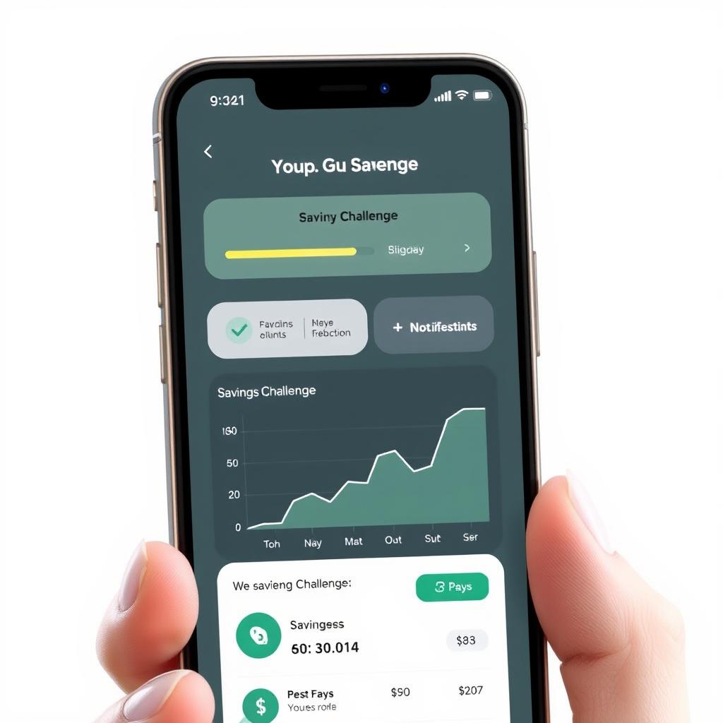 Savings app on smartphone tracking 30-day challenge