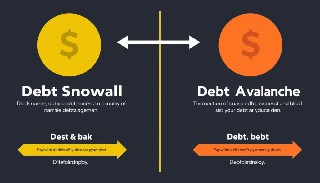 Visual comparison of debt snowball vs. avalanche methods to pay off debt quickly Visual comparison of debt snowball vs. avalanche methods to pay off debt quickly