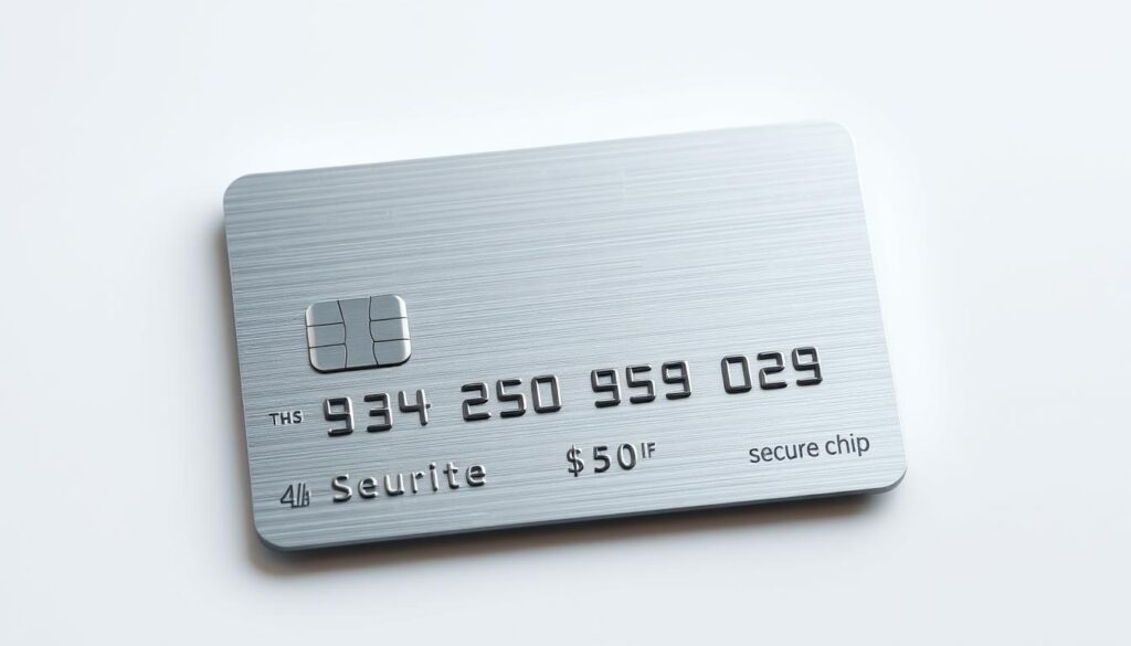 A sleek, metallic-looking credit card with a secure chip and holographic security features, set against a clean, minimalist background. The card is depicted in high detail, with a muted color palette and soft, directional lighting highlighting its modern and trustworthy design. The image conveys a sense of safety, reliability, and sophistication, perfectly capturing the essence of a secured credit card. A sleek, metallic-looking credit card with a secure chip and holographic security features, set against a clean, minimalist background. The card is depicted in high detail, with a muted color palette and soft, directional lighting highlighting its modern and trustworthy design. The image conveys a sense of safety, reliability, and sophistication, perfectly capturing the essence of a secured credit card.