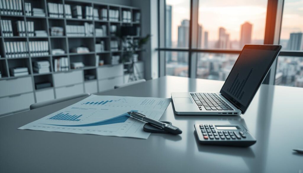 Detailed financial charts and graphs displayed on a sleek modern desk, with an open laptop, a pen, and a calculator. Muted, cool-toned lighting creates a focused, analytical atmosphere. The desk is neatly organized, reflecting a methodical approach to budget optimization. In the background, shelves lined with financial books and a window overlooking a cityscape, suggesting a professional, successful environment. The composition emphasizes the importance of careful planning and data-driven decision making when it comes to optimizing personal finances. Detailed financial charts and graphs displayed on a sleek modern desk, with an open laptop, a pen, and a calculator. Muted, cool-toned lighting creates a focused, analytical atmosphere. The desk is neatly organized, reflecting a methodical approach to budget optimization. In the background, shelves lined with financial books and a window overlooking a cityscape, suggesting a professional, successful environment. The composition emphasizes the importance of careful planning and data-driven decision making when it comes to optimizing personal finances.