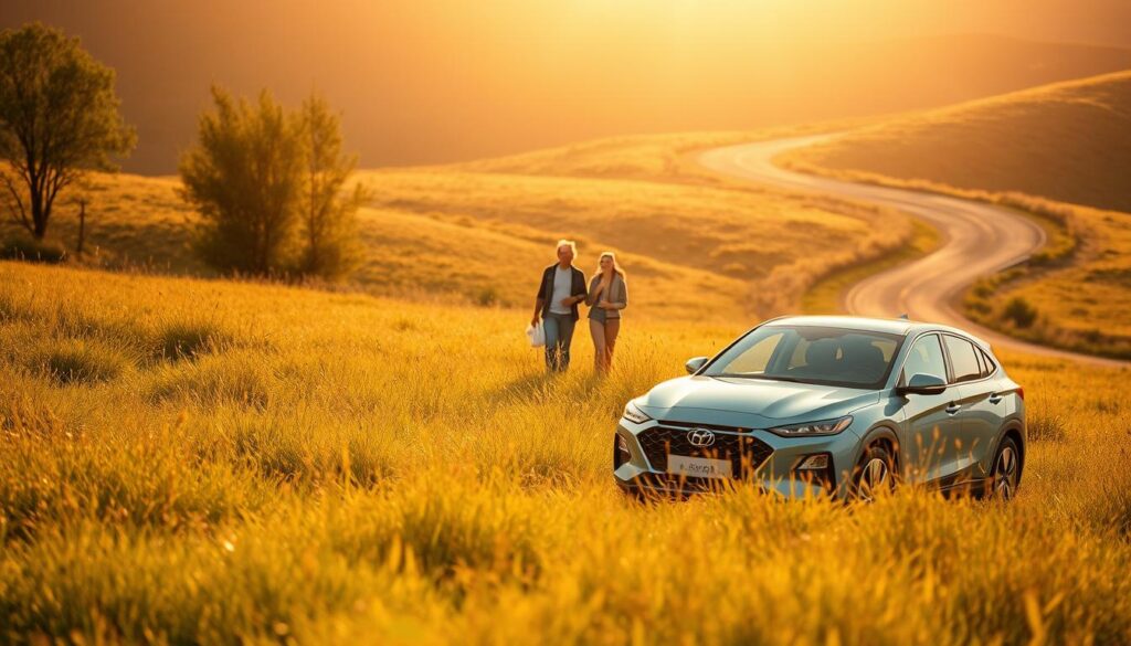 A serene meadow bathed in warm, golden sunlight. In the foreground, a sleek and efficient hybrid car stands out, its aerodynamic design and eco-friendly features prominently displayed. In the middle ground, a family happily explores the natural surroundings, their faces lit with joy, conveying the benefits of a cleaner, quieter, and more sustainable mode of transportation. In the background, a winding road leads towards a distant horizon, representing the expansive possibilities and reduced environmental impact of hybrid technology. The scene exudes a sense of harmony, balance, and the tangible advantages of embracing hybrid car innovation. A serene meadow bathed in warm, golden sunlight. In the foreground, a sleek and efficient hybrid car stands out, its aerodynamic design and eco-friendly features prominently displayed. In the middle ground, a family happily explores the natural surroundings, their faces lit with joy, conveying the benefits of a cleaner, quieter, and more sustainable mode of transportation. In the background, a winding road leads towards a distant horizon, representing the expansive possibilities and reduced environmental impact of hybrid technology. The scene exudes a sense of harmony, balance, and the tangible advantages of embracing hybrid car innovation.