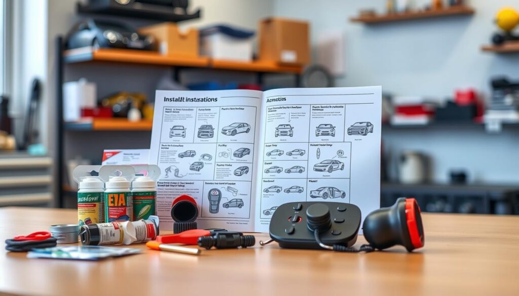An expertly crafted automobile service manual with detailed installation instructions for car air fresheners, displayed on a well-lit workbench against a clean, modern backdrop. The foreground features an assortment of air fresheners and installation tools, while the middle ground showcases step-by-step diagrams and illustrations for various car models. The background contains blurred shelves of automotive parts and accessories, conveying a professional, informative atmosphere suitable for a technical how-to article. An expertly crafted automobile service manual with detailed installation instructions for car air fresheners, displayed on a well-lit workbench against a clean, modern backdrop. The foreground features an assortment of air fresheners and installation tools, while the middle ground showcases step-by-step diagrams and illustrations for various car models. The background contains blurred shelves of automotive parts and accessories, conveying a professional, informative atmosphere suitable for a technical how-to article.