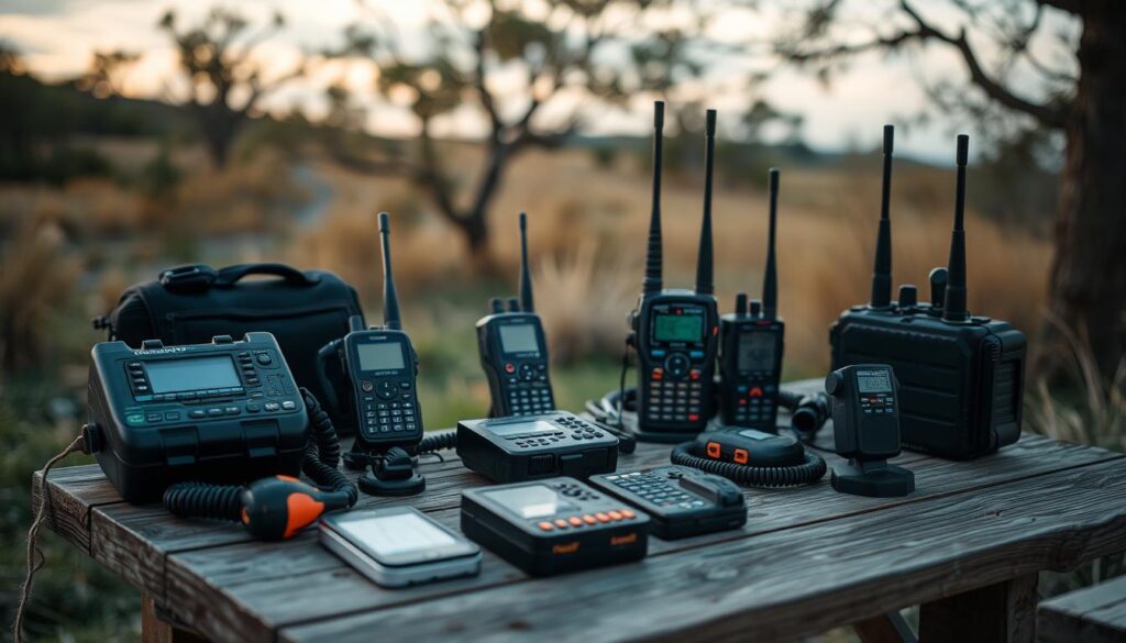 essential safety communication equipment overlanding, displayed on a wooden table in an outdoor setting with natural lighting. In the foreground, a satellite phone, a handheld radio, and a portable power bank are arranged neatly. In the middle ground, a compass, a map, and a survival whistle are visible. The background features a rugged, mountainous landscape with lush vegetation, conveying a sense of adventure and preparedness for off-road exploration. The image has a warm, earthy tone, reflecting the outdoorsy nature of the subject matter. essential safety communication equipment overlanding, displayed on a wooden table in an outdoor setting with natural lighting. In the foreground, a satellite phone, a handheld radio, and a portable power bank are arranged neatly. In the middle ground, a compass, a map, and a survival whistle are visible. The background features a rugged, mountainous landscape with lush vegetation, conveying a sense of adventure and preparedness for off-road exploration. The image has a warm, earthy tone, reflecting the outdoorsy nature of the subject matter.